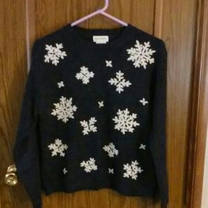 White stag small charcoal snow flake sweater